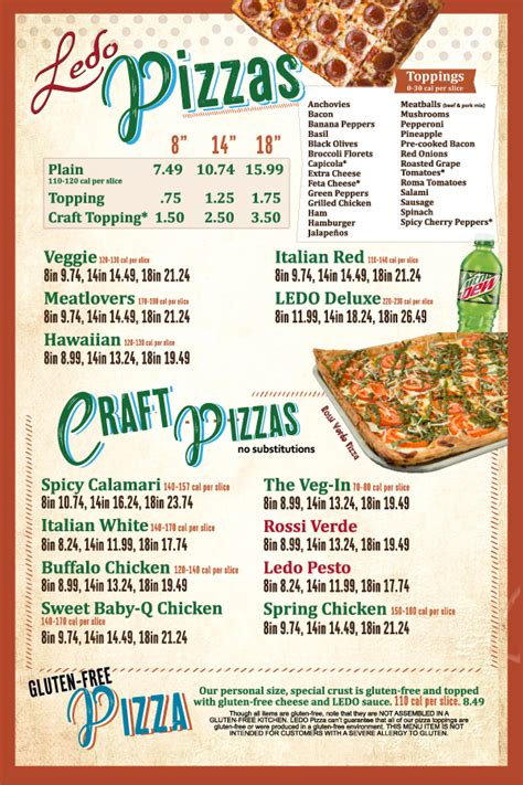  A kid’s menu is available too. There is something for everyone at Ledo Pizza. At Ledo Pizza Millersville, it’s never been easier to get a fast and delicious square pizza to satisfy your hunger. Stop by and see us, call to place a takeout order, +1 410-729-3333 or order your Ledo Pizza online! Ask about our catering services at Ledo Pizza. 